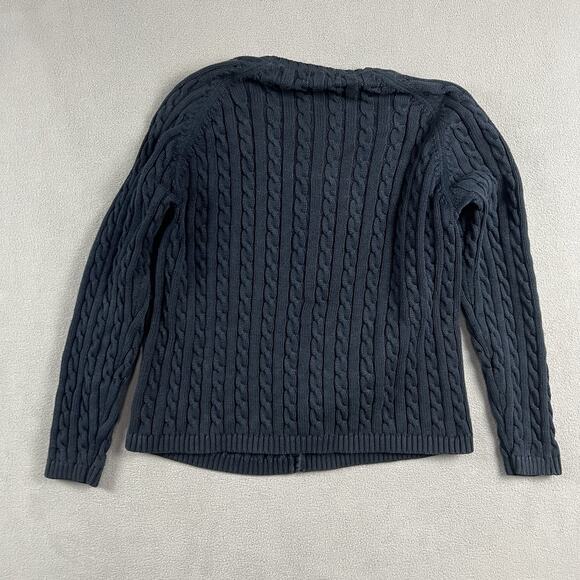 LL Bean Sweater Womens XL Blue Cardigan Stretch Button Up Cable Knit Casual - Picture 3 of 5
